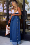 Delilah Buttoned Bliss Wide Leg Denim Pants