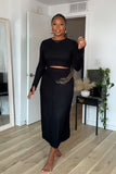 Crop Top & Ribbed Midi Long Skirt 2pc Sweater Set