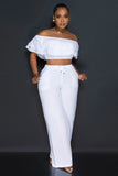 Ruffle Crop Top & Wide Pants Set