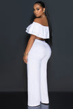 Ruffle Crop Top & Wide Pants Set