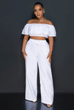 Ruffle Crop Top & Wide Pants Set