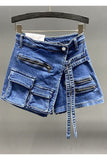 Denim Zipper Accent Mini Short