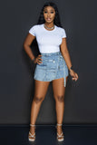 Denim Zipper Accent Mini Short