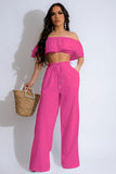 Ruffle Crop Top & Wide Pants Set