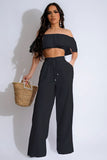 Ruffle Crop Top & Wide Pants Set