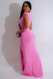 Sleeveless Deep V Neck Maxi Dress