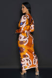 Orange Multi Color Maxi Dress