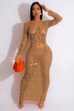 NET AND SEQUINS MAXI DRESS