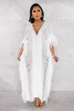 Crochet Tassels Cover-Up Maxi Dress