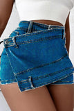 Front Overlay Denim Shorts