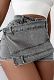 Front Overlay Denim Shorts