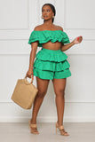 Wild Soul Ruffle Crop Shorts Set